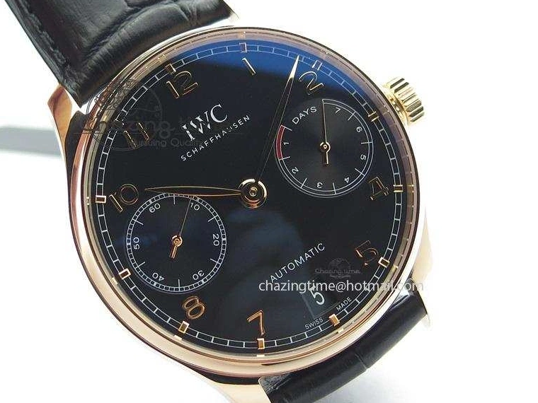 MIROTIME 0715 Portuguese Real PR RG IW5007 ZF 1:1 Best Edition Black Dial On Black Leather Strap A52010 V FreshLook 7304